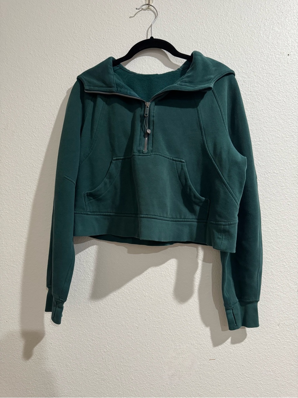 lululemon athletica Forest Green Cropped Half-Zip Hoodie